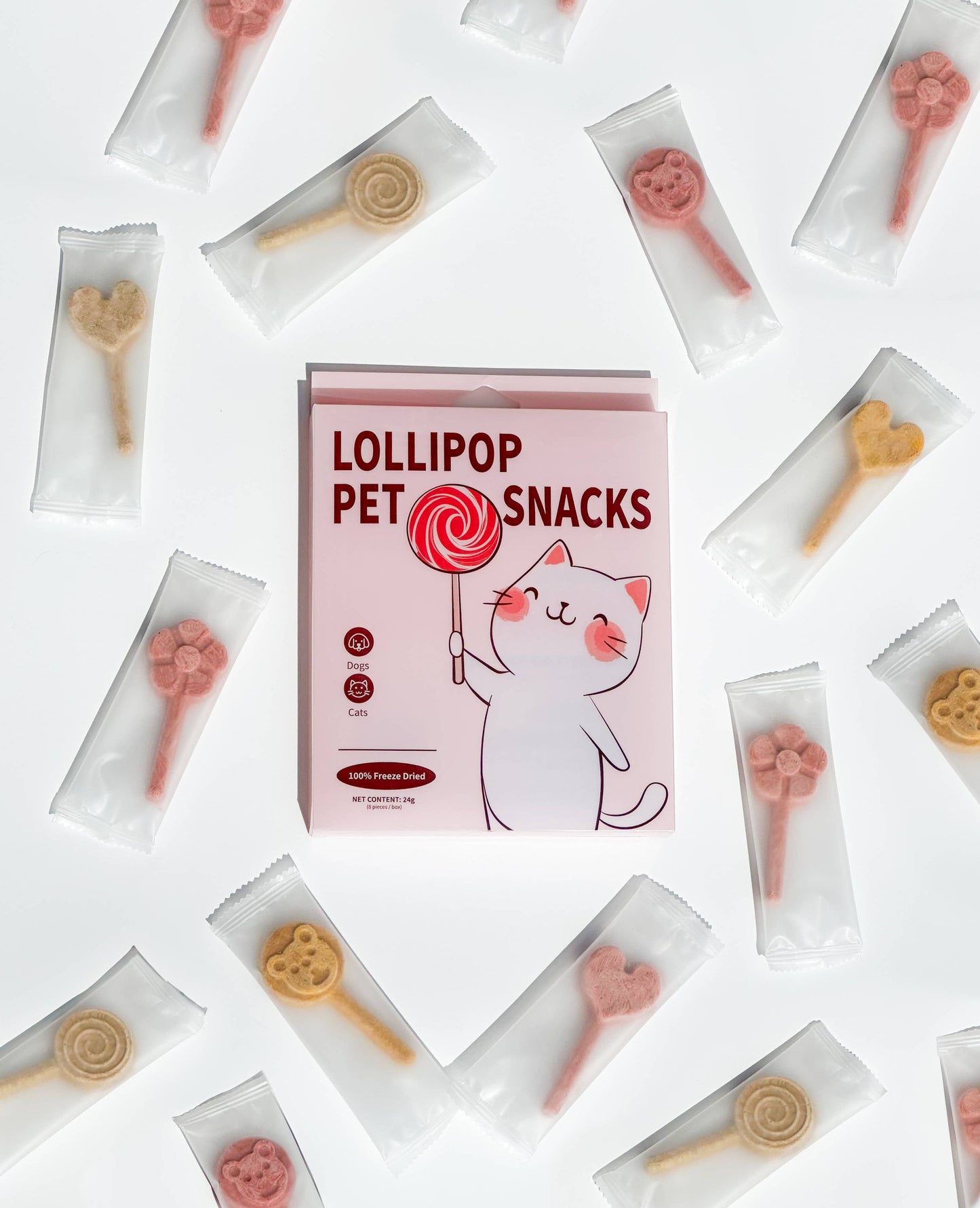 Freeze Dried Lollipops Pet Treats for Cats & Dogs 8 Pc Pack