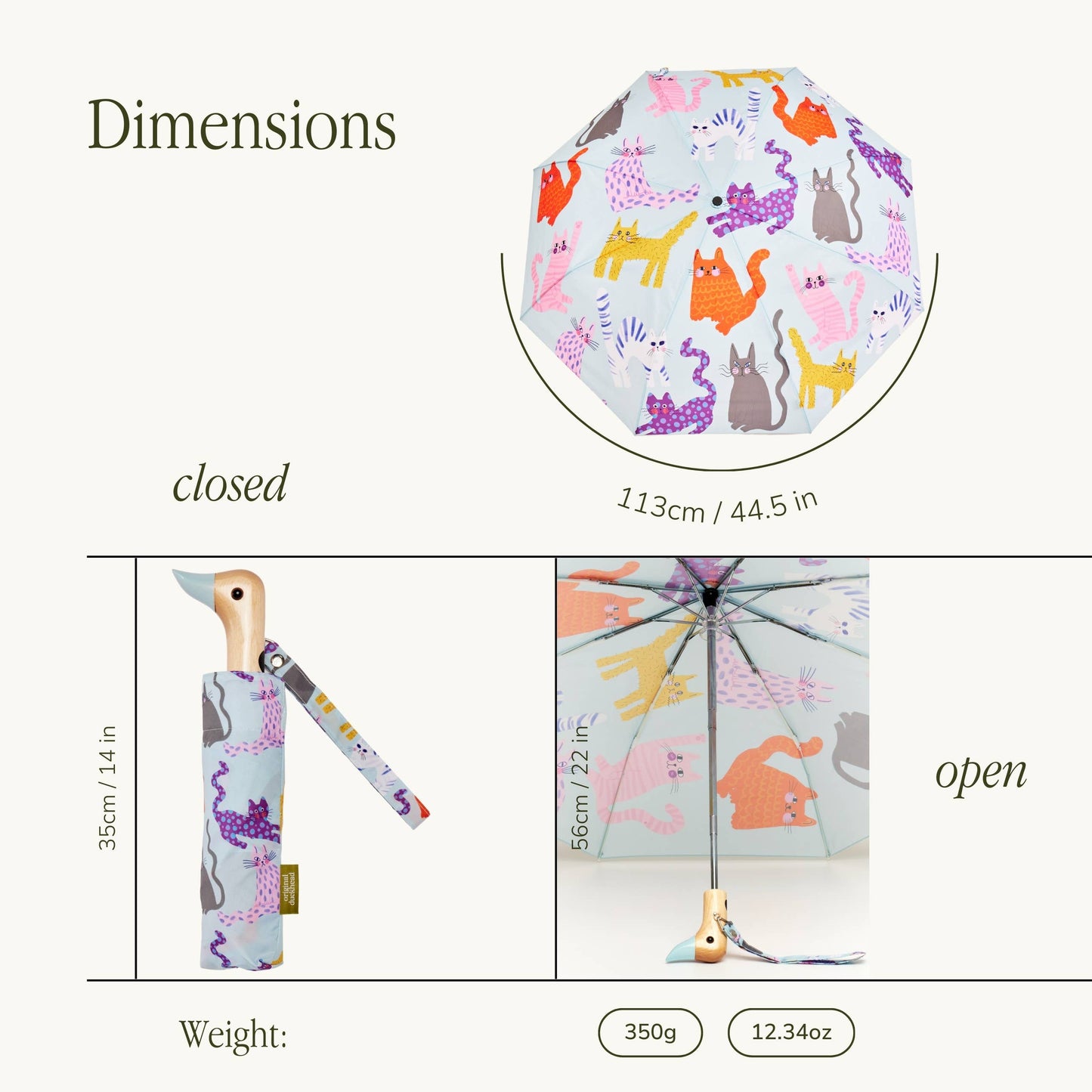 Arty Cat Duck Umbrellas (Fuchsia/Lime/Ice)