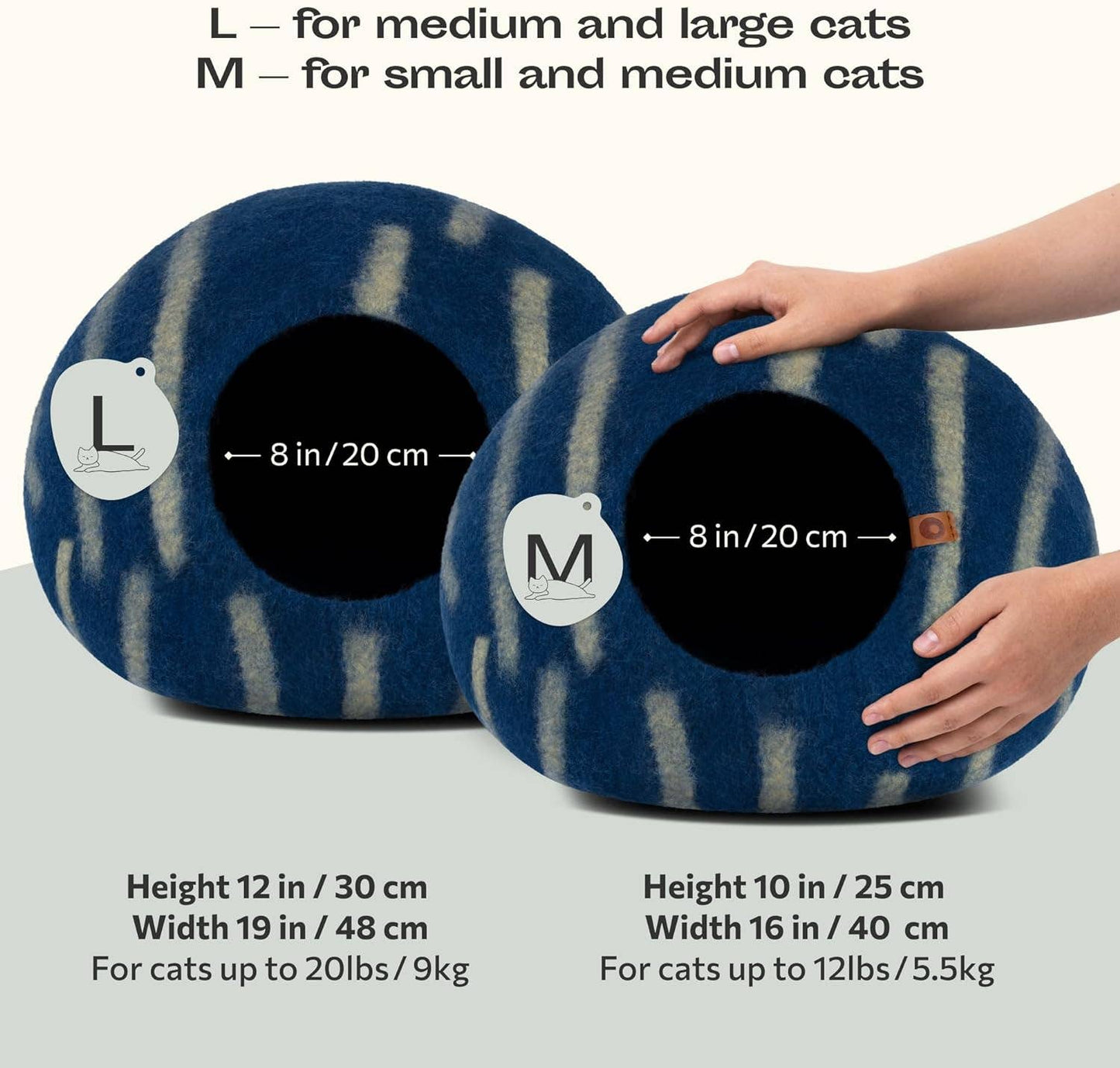 Premium Merino Felted Cat Bed (Deep azure) Large