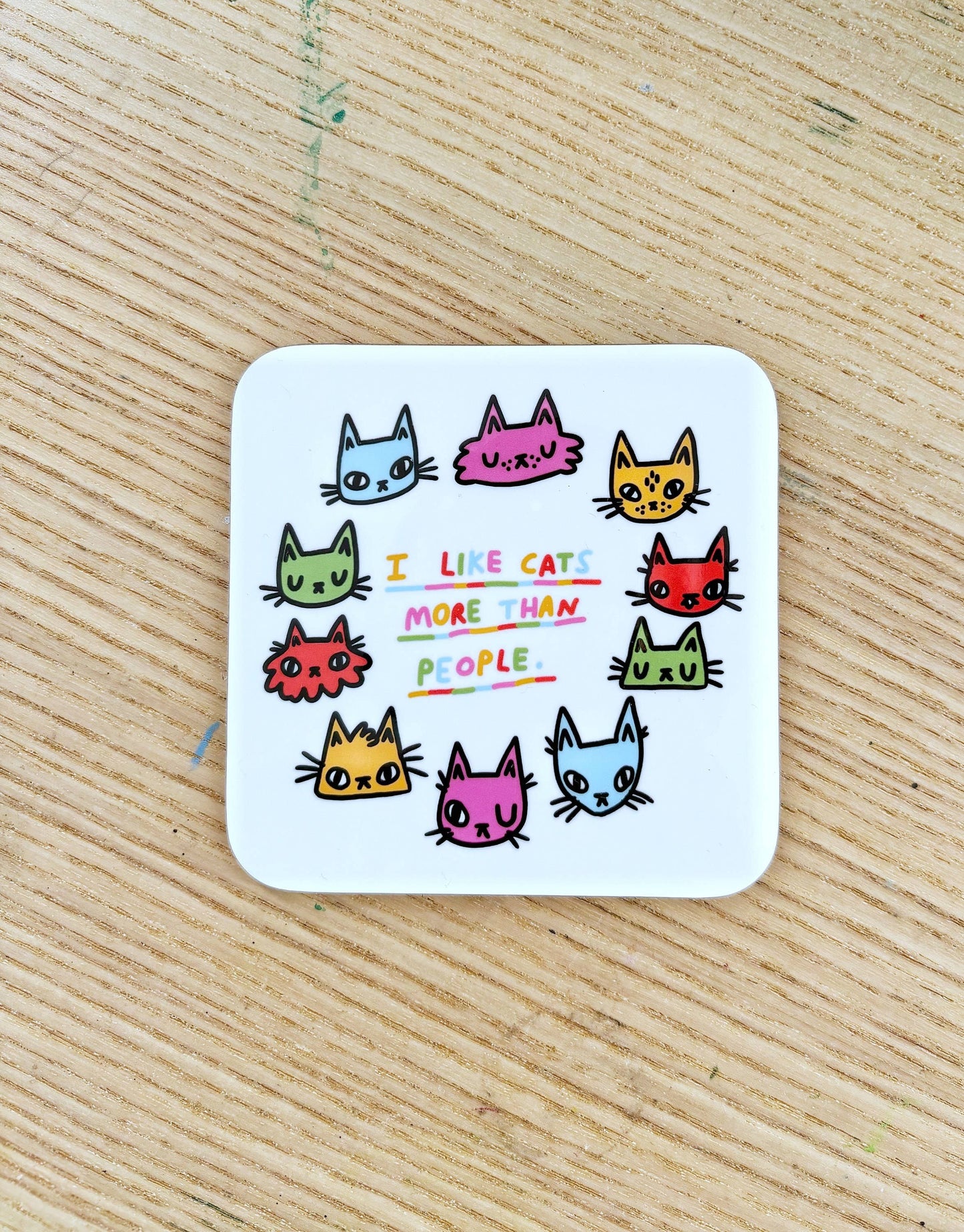 I Like Cats More Than People Cat Art Drinks Coaster