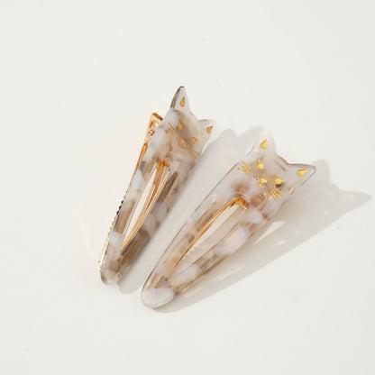 Classic Pointed Cat Face Barrette Hair Clip (Set of 2)