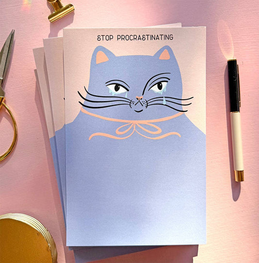 STOP PROCRASTINATING - CRYING CAT - NOTEPAD
