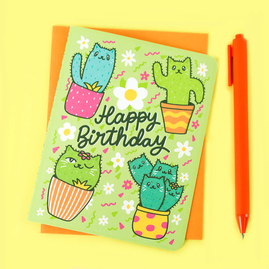 Turtle's Soup - Cactus Cats Happy Birthday Card