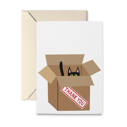 Cat in Box Thank You Boxed Note Cards, Set of 10