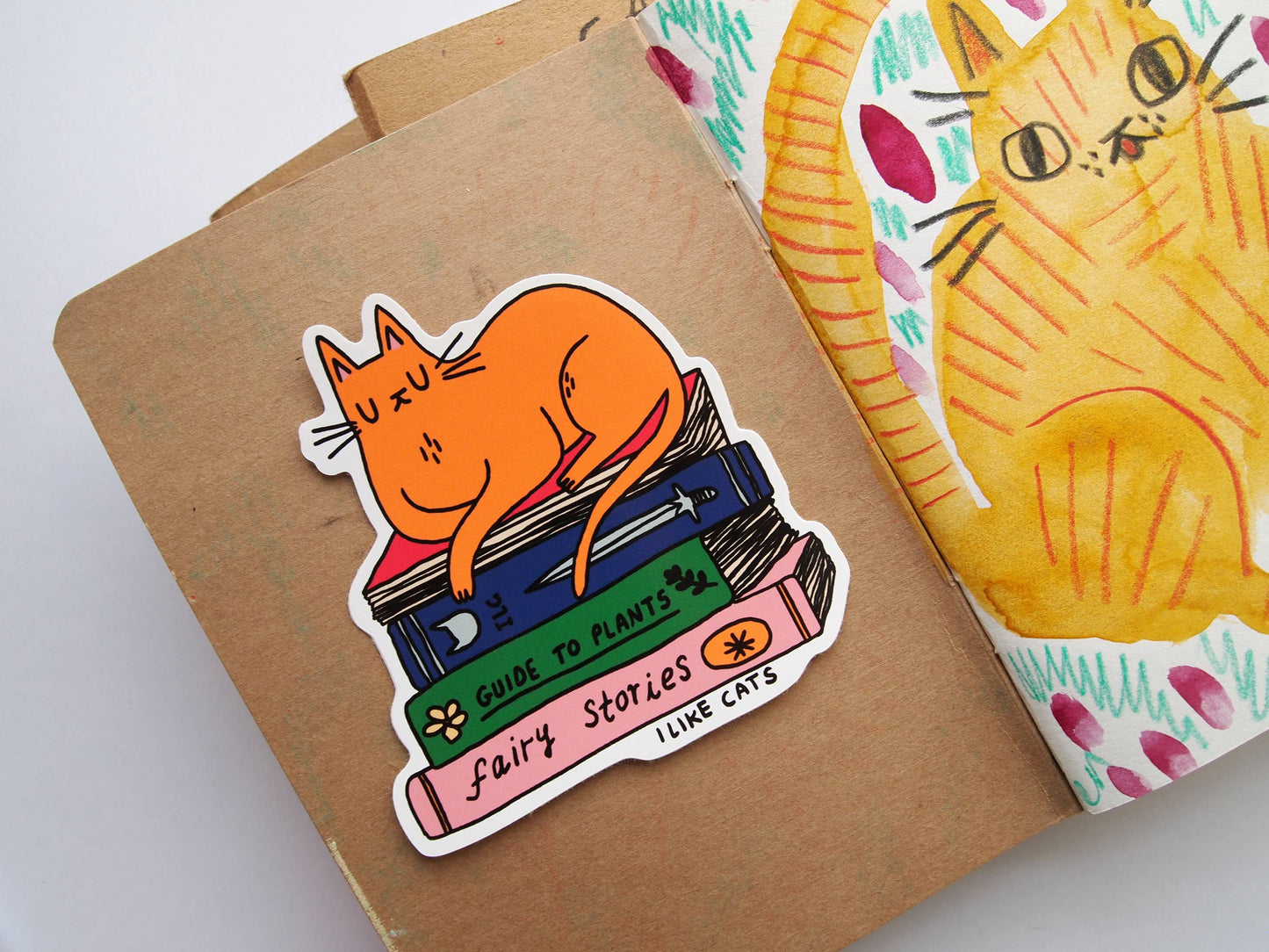 I LIKE CATS - Cat with books vinyl sticker