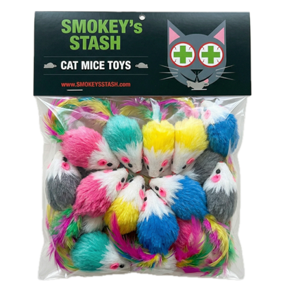 Multi Color Faux Fur Cat Mice Toys (12-Pack)