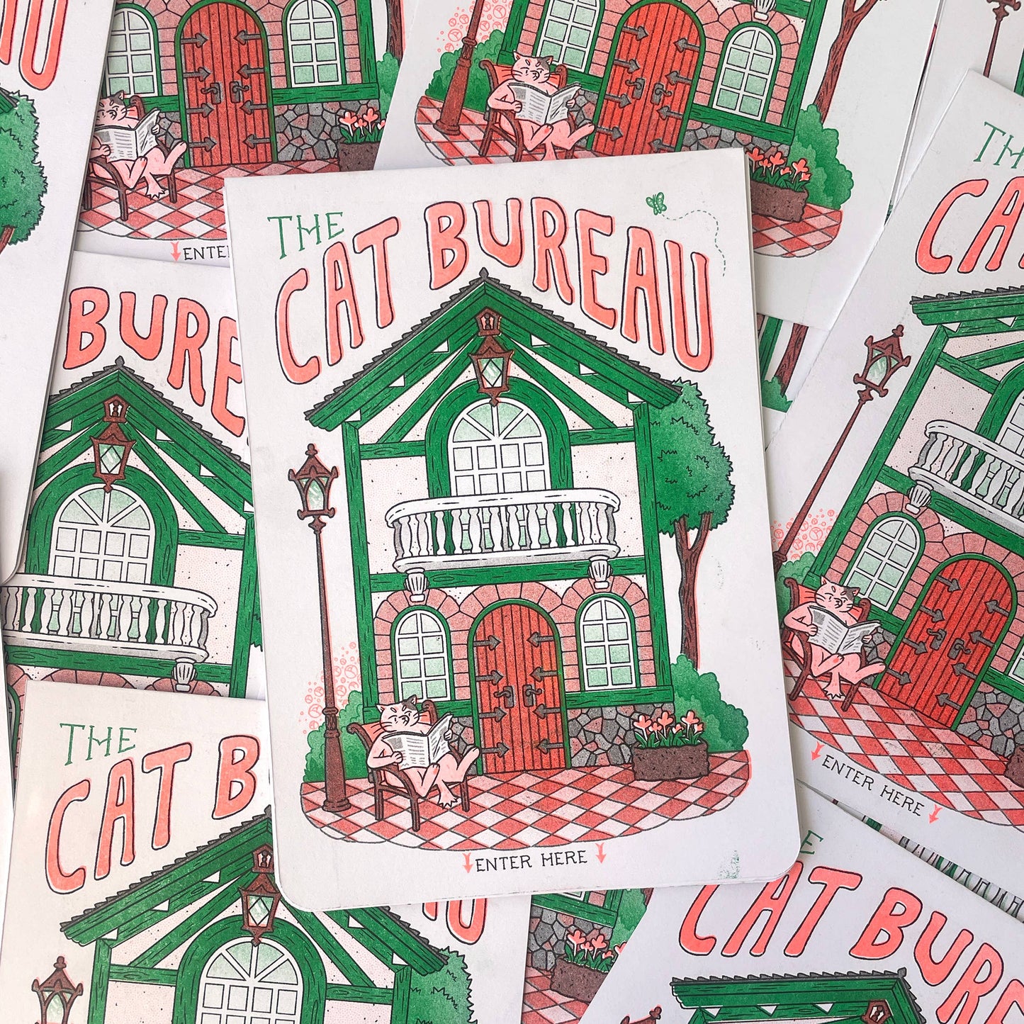Cat Polly Pocket, Folding Risograph Print