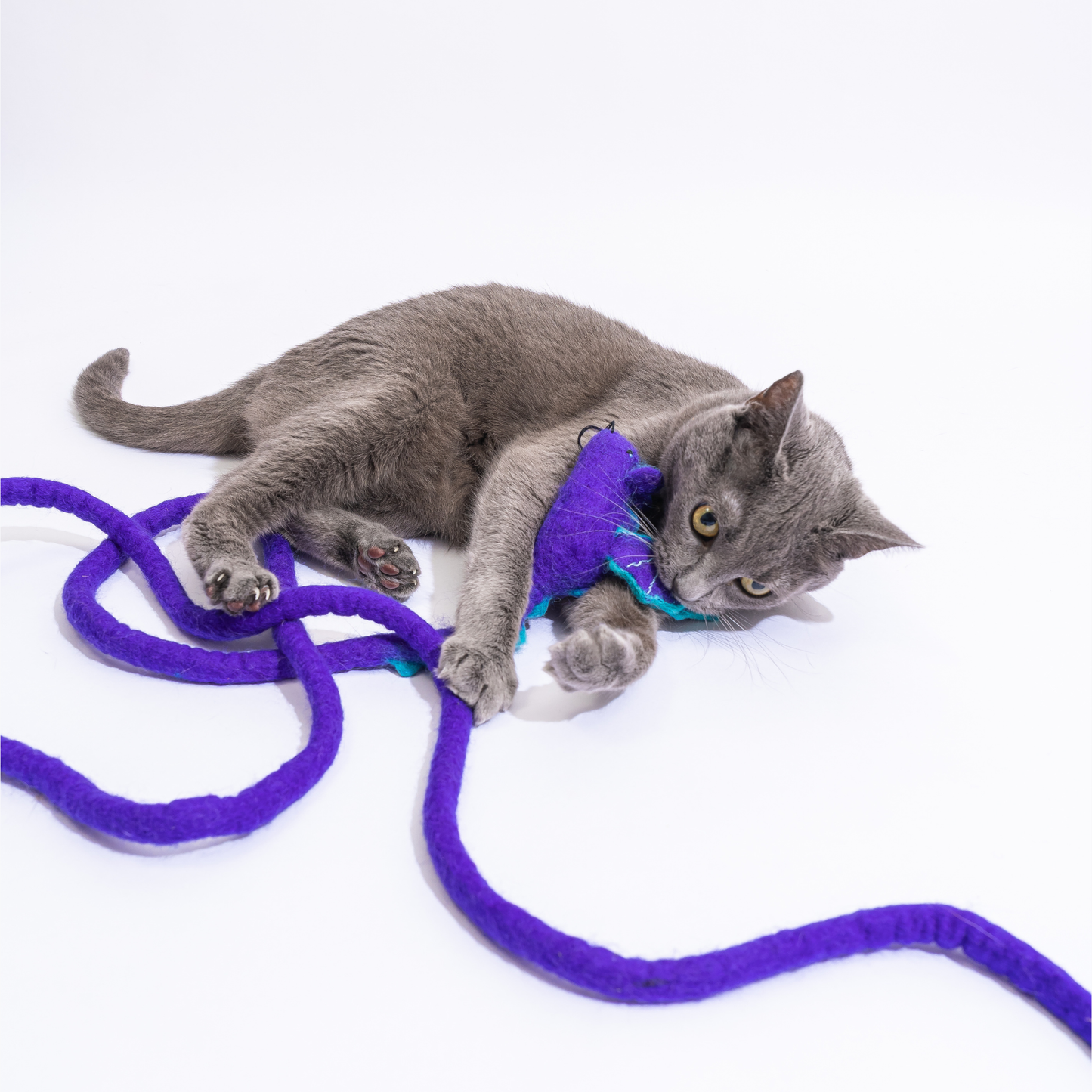Wool Mouse Cat Toy 6-Foot-Tail - red rainbow unicorn dragon