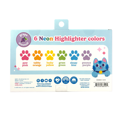 OOLY - Lucky Cat Paw: Neon Highlighters - Berry Scent (Set of 6)