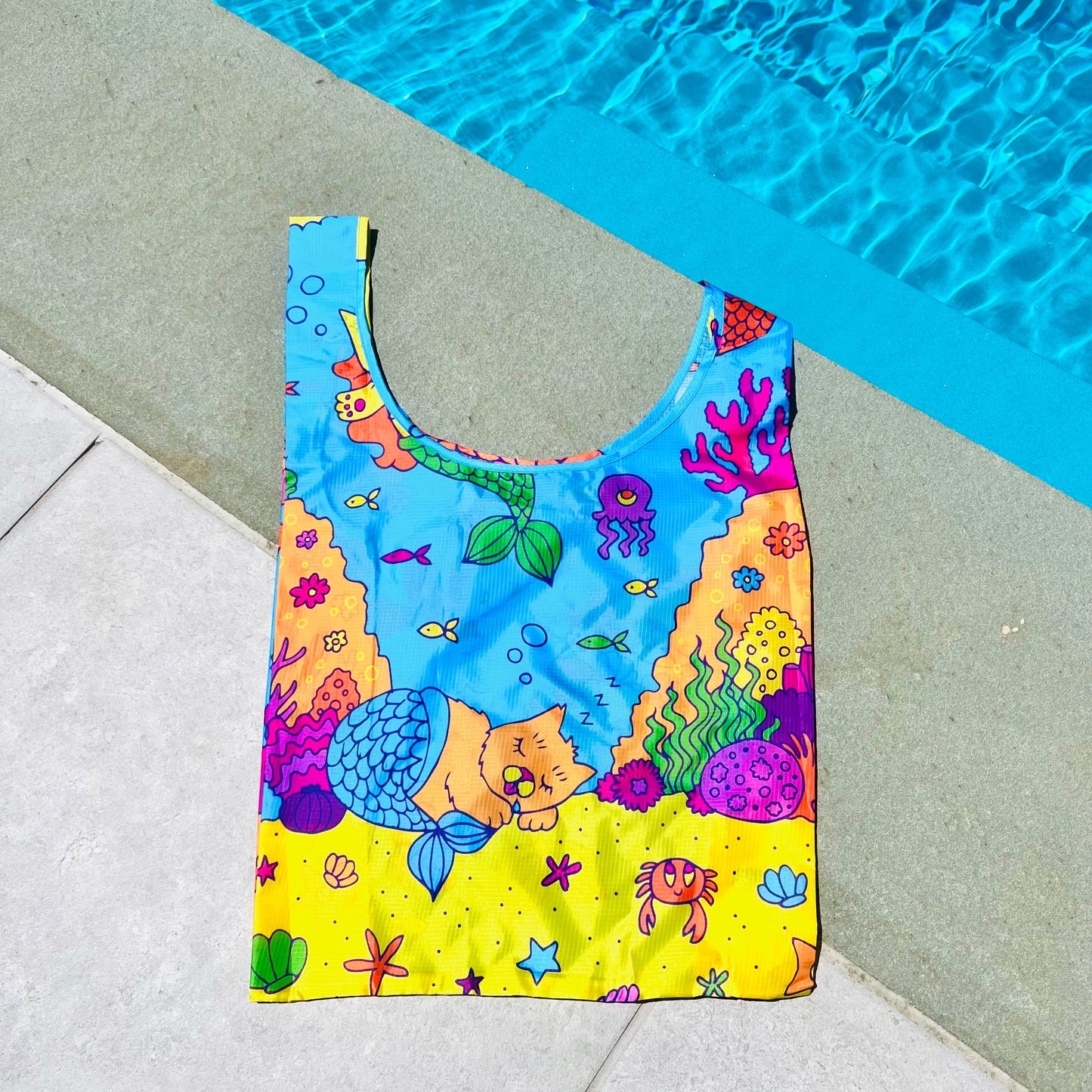 Meowmaid Nylon Foldable Tote Bag