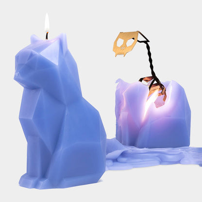 PyroPet Kisa Cat Skeleton Candle - 7" Tall, Lavender