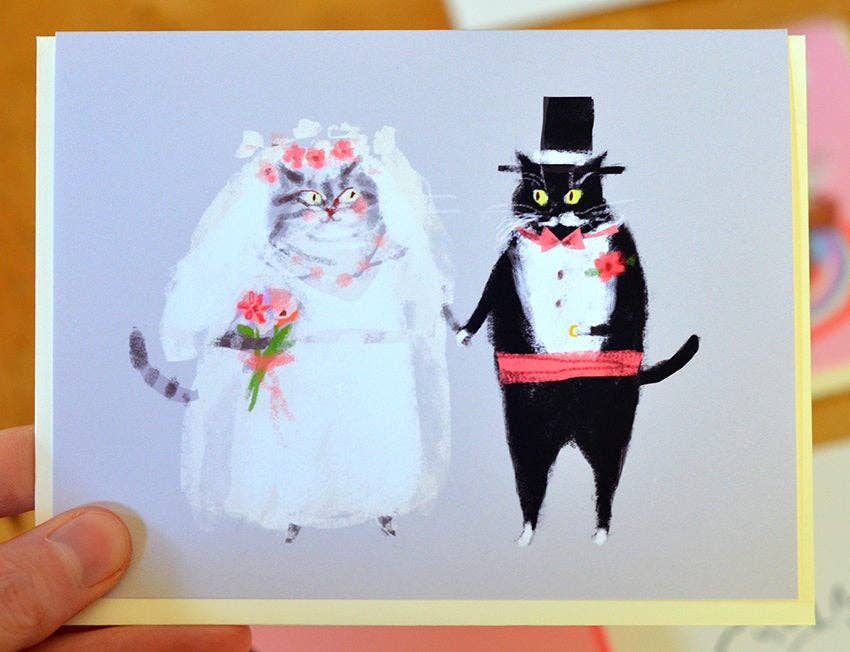 Wedding Card - Bride and Groom Cats