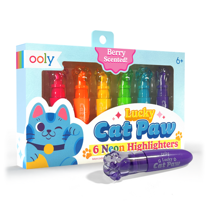 OOLY - Lucky Cat Paw: Neon Highlighters - Berry Scent (Set of 6)
