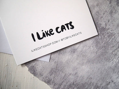 I LIKE CATS - Bug spotting cats illustrated Cat Greetings Card