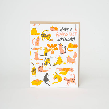 Egg Press Manufacturing - Birthday Purr-fect Cats Letterpress Greeting Card by Hello!Lucky