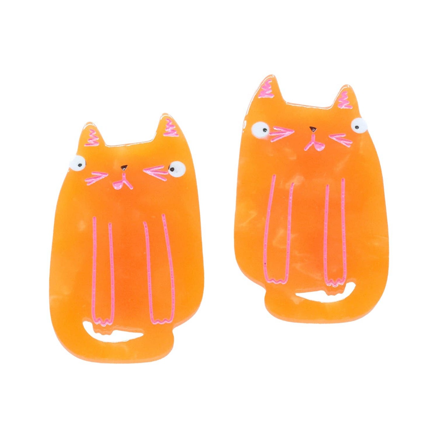 Fat Orange Cat Hair Slide Clips