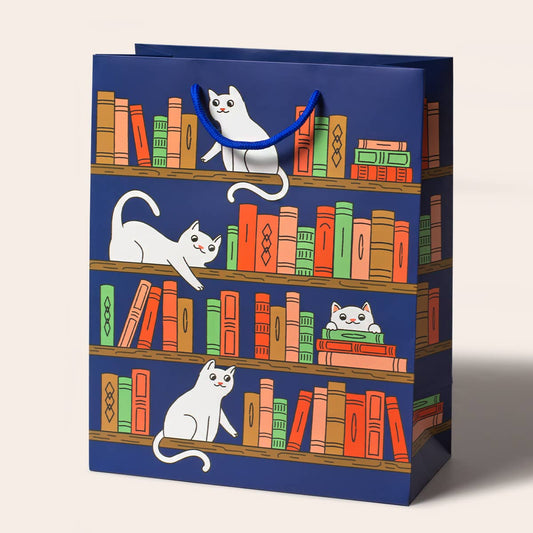 Seltzer Goods - Bookshelf Cats Navy Gift Bag