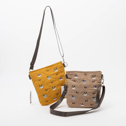 Kusuguru Japan Embroidered Cat Compact Crossbody Bag