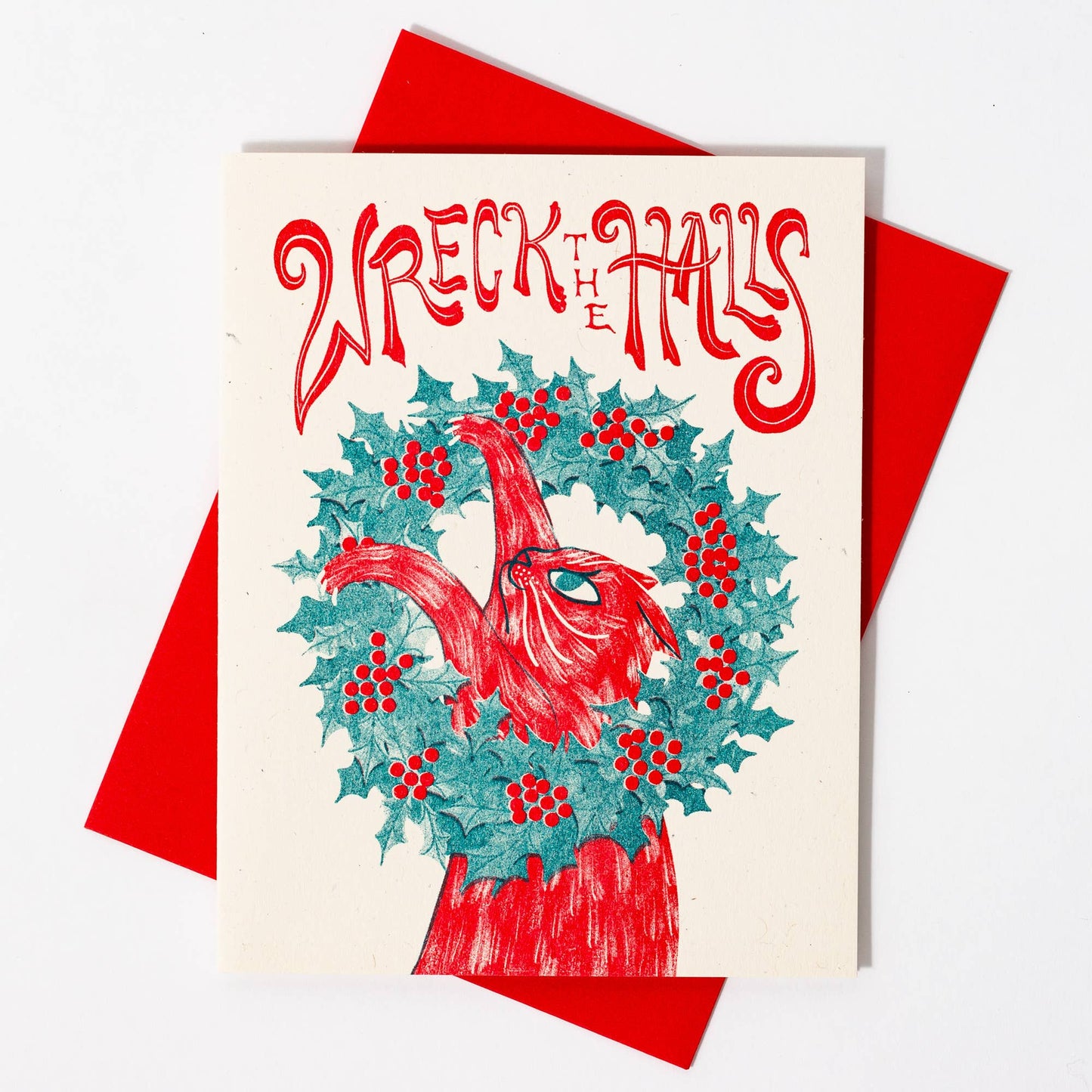 Wreck the Halls - Risograph Christmas Card