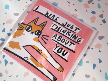 Thinking of you Cat Notecard Blank Greetings Card