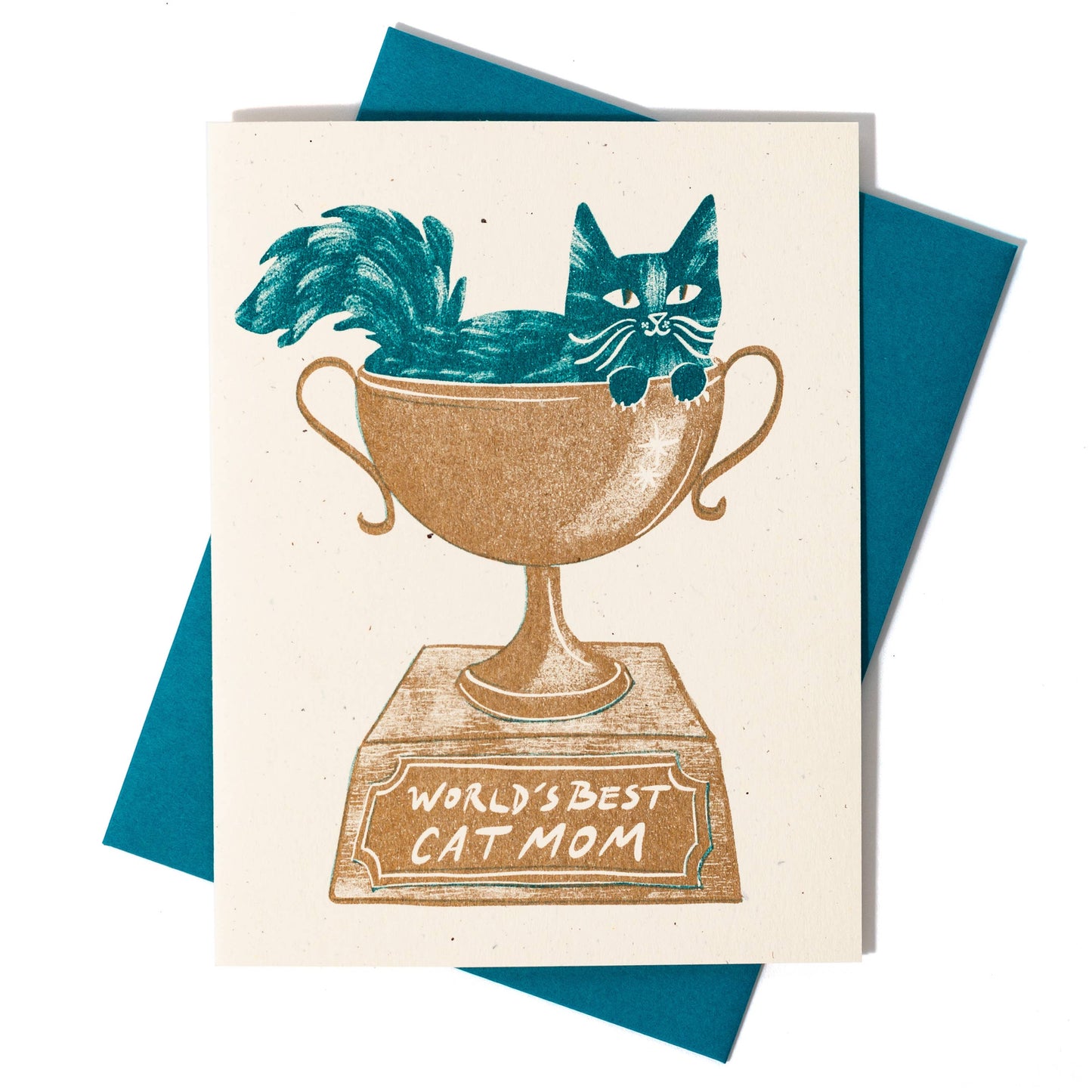 World's Best Cat Mom Risograph Mother's Day Card