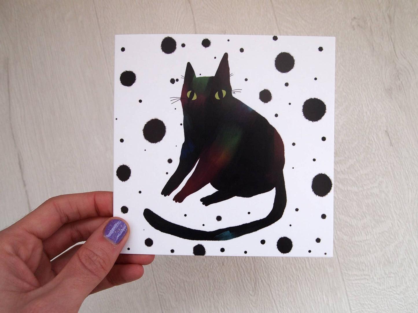 I LIKE CATS - Black Cat Illustrated Greetings Card