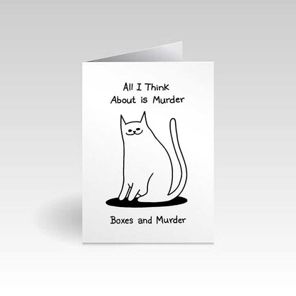 Boxes and Murder Greeting Card With Envelope