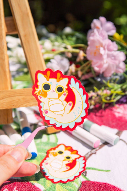 MikouArt - Vinyl Sticker | Dragon Kitty "Napi" | 3 inch | Waterproof & Fade-Resistant