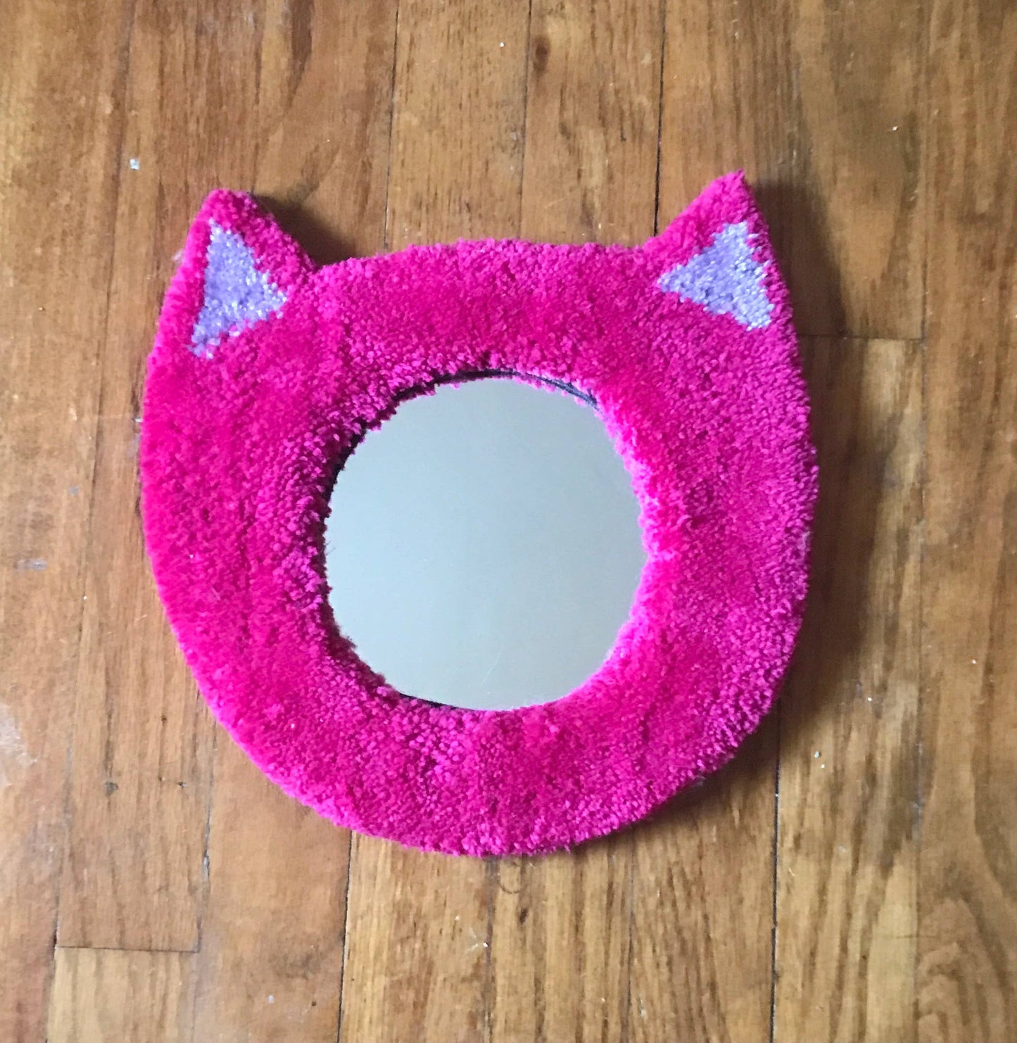 Hot Pink Tufted Cat Mirror