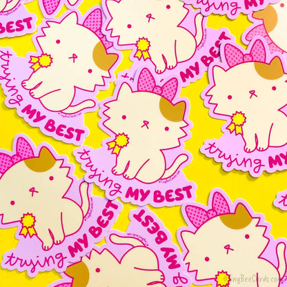 Trying My Best Self Love Cat Vinyl Sticker