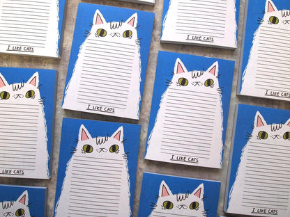 A6 Cat notepad, illustrated notepad, I like cats
