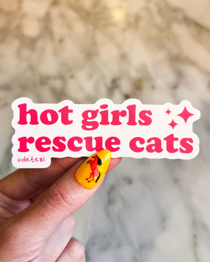 Hot Girls Rescue Cats Vinyl Sticker