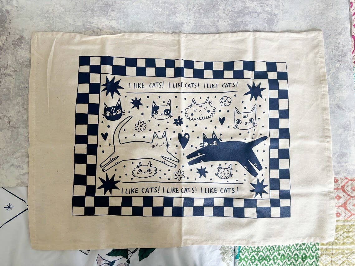 I LIKE CATS - I Like Cats cotton tea towel, dish towel
