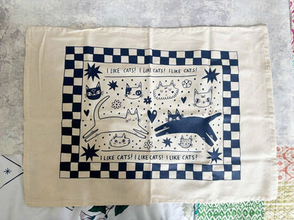 I LIKE CATS - I Like Cats cotton tea towel, dish towel