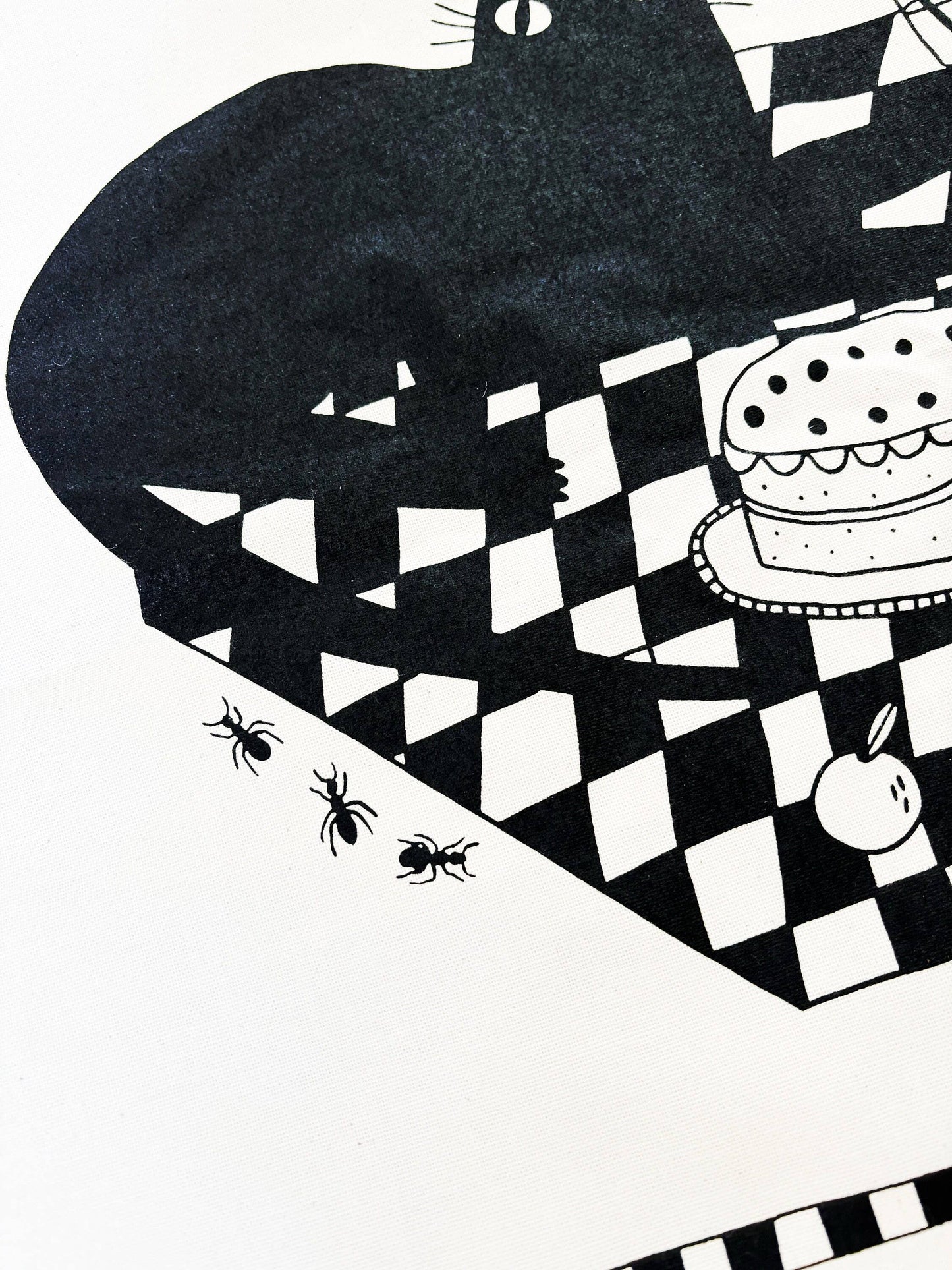 Picnic Cats Cotton Screen Printed Tea Towel