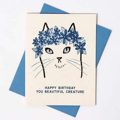 Happy Birthday You Beautiful Creature - Risograph Card