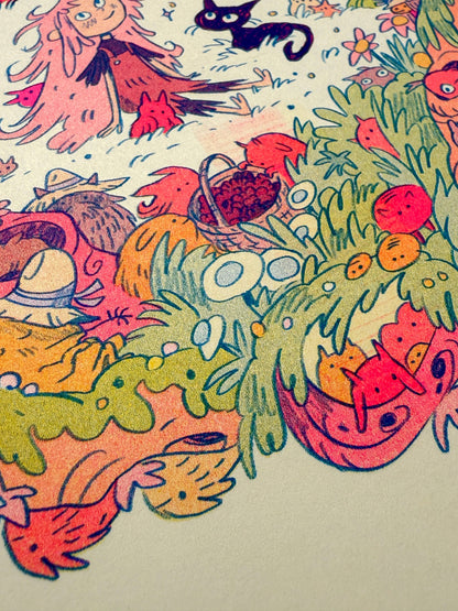 Mamu’s World of Wood Demons and Creek Creatures ~ Riso Print