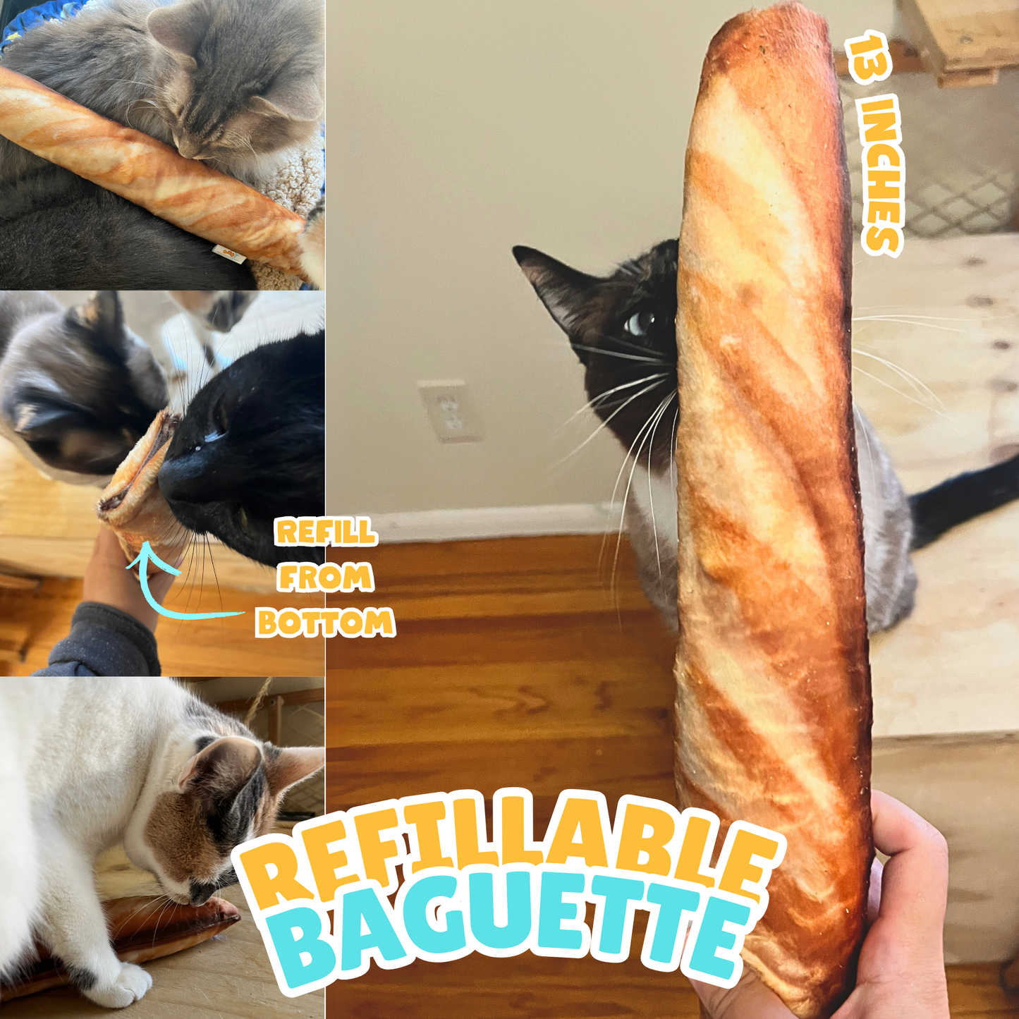 Refillable CATNIP 14-inch Baguette