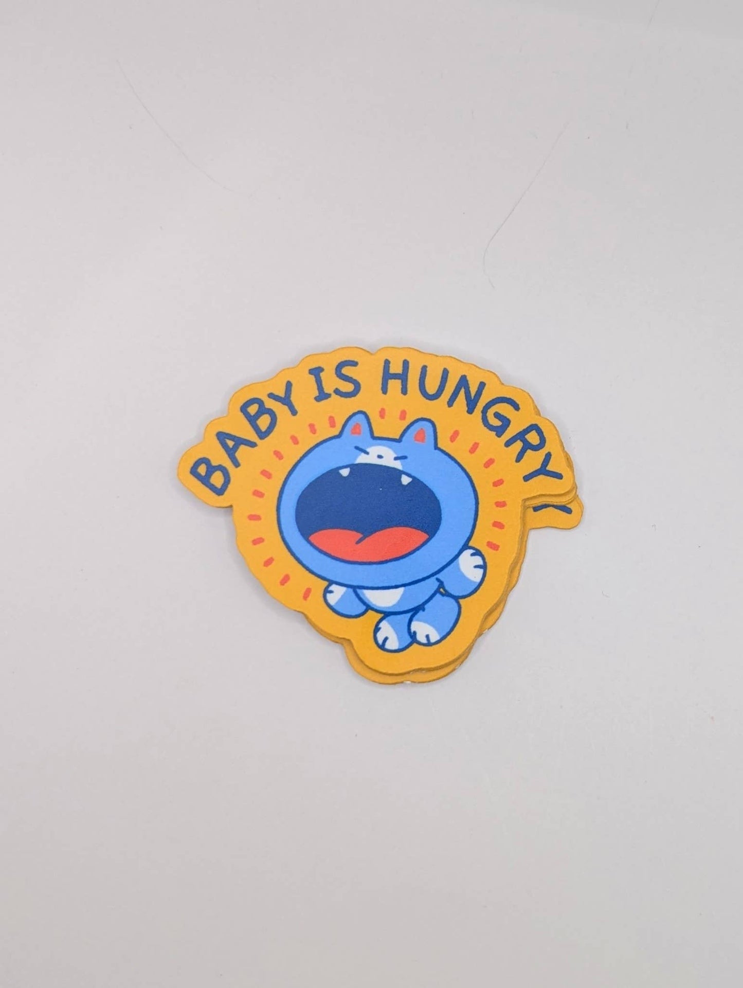 lauradzeng - Baby Is Hungry Sticker V2 – Funny Cartoon Cat Vinyl Sticker