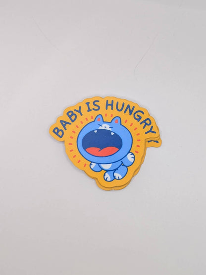 lauradzeng - Baby Is Hungry Sticker V2 – Funny Cartoon Cat Vinyl Sticker