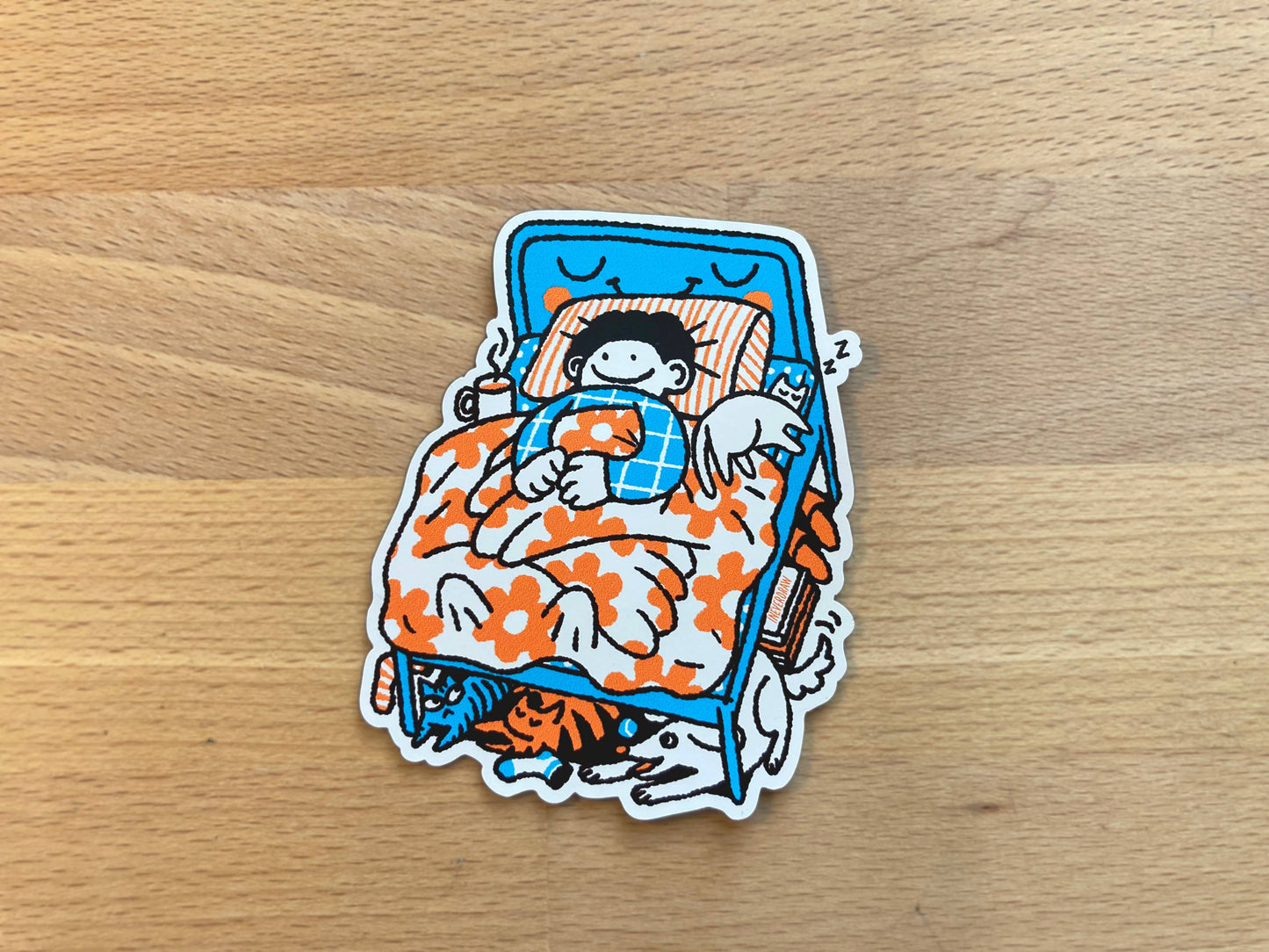 Bed Hug with Cats and Dogs Magnet