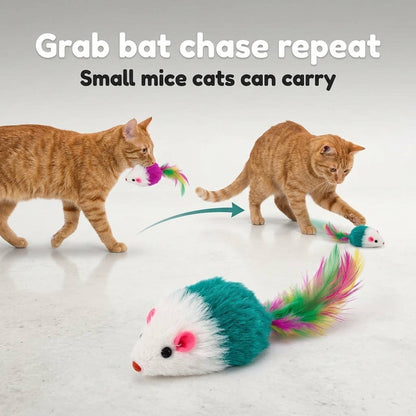 Multi Color Faux Fur Cat Mice Toys (12-Pack)