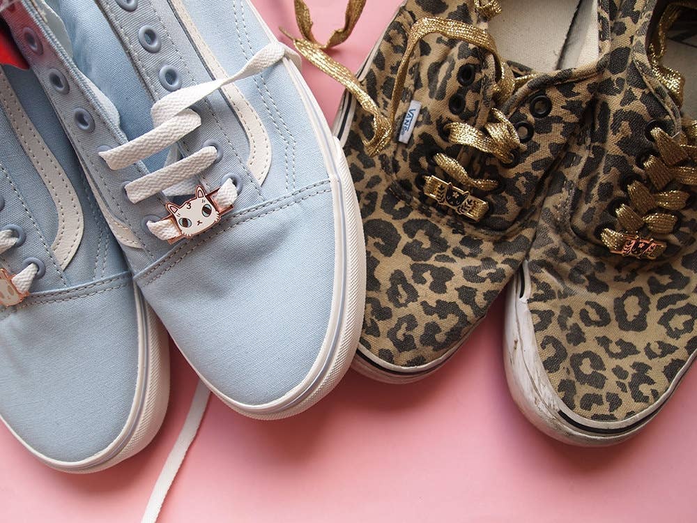 Black Cat Enamel Shoelace and Shoe Charms