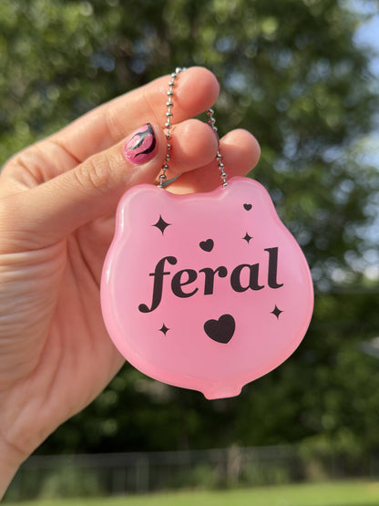 Rubber Cat Coin Purse - Feral (Translucent Pink)