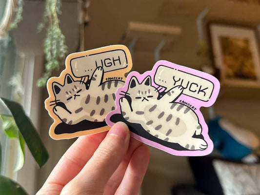 Camccat - Yuck Ugh Cute Pocket Pet Tabby Cat Matte Vinyl Sticker