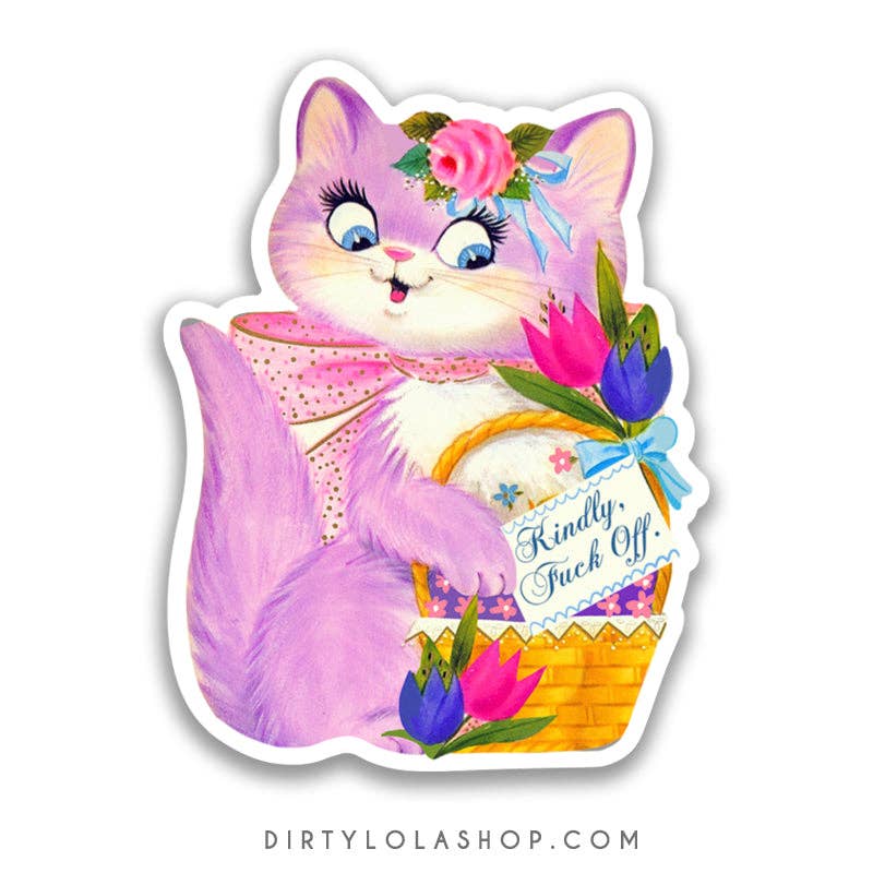 KINDLY FUCK OFF - RETRO CAT STICKER