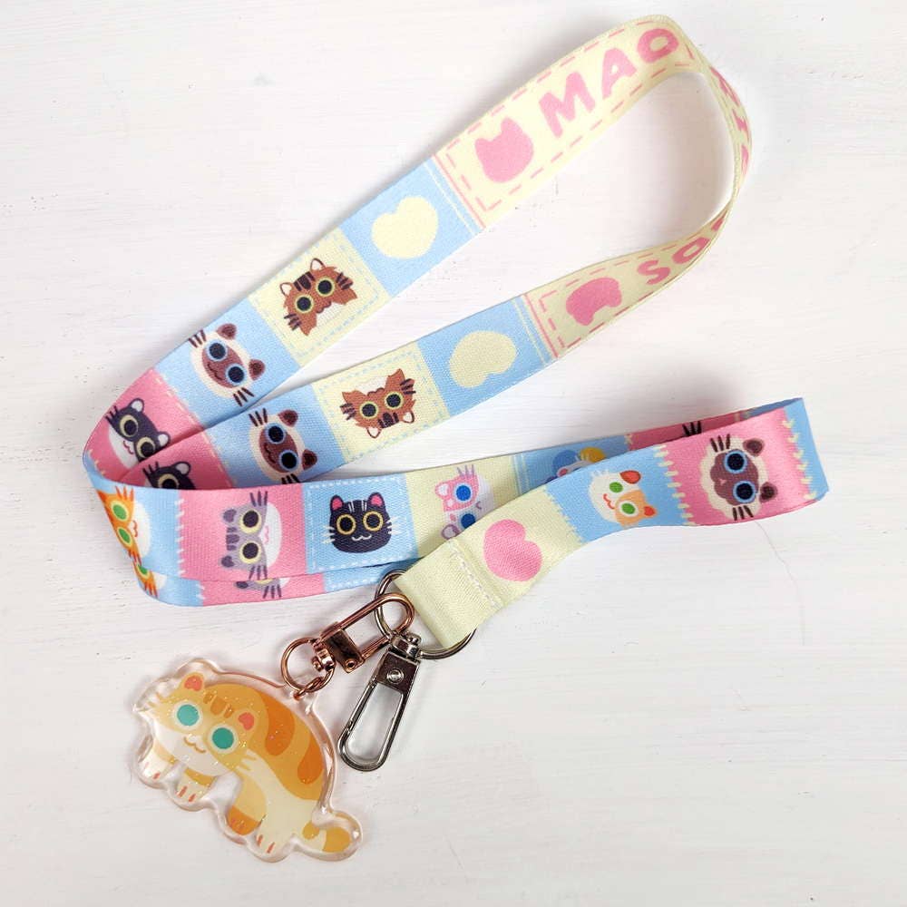 Pastel Blue Cat Maofriends Lanyard