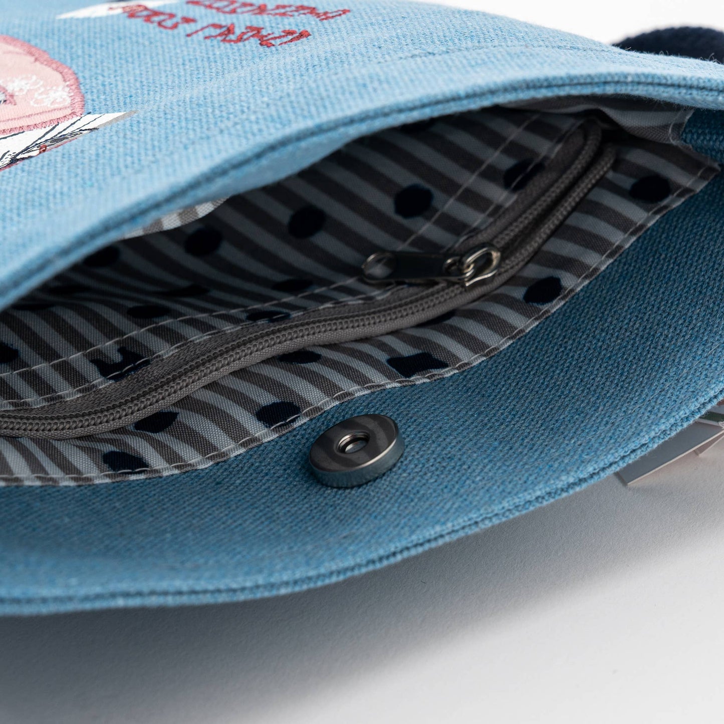 Kusuguru Japan Embroidered Kimono Cat Crossbody Bag