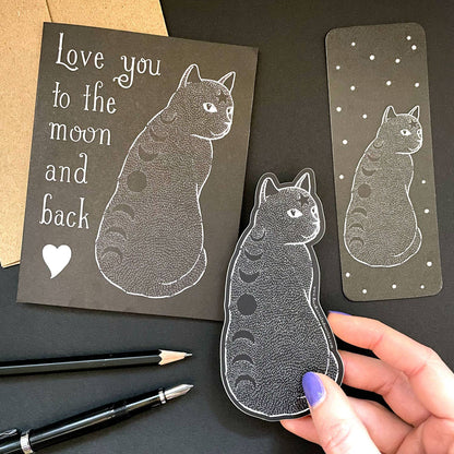 Moon Phase Cat Vinyl Sticker