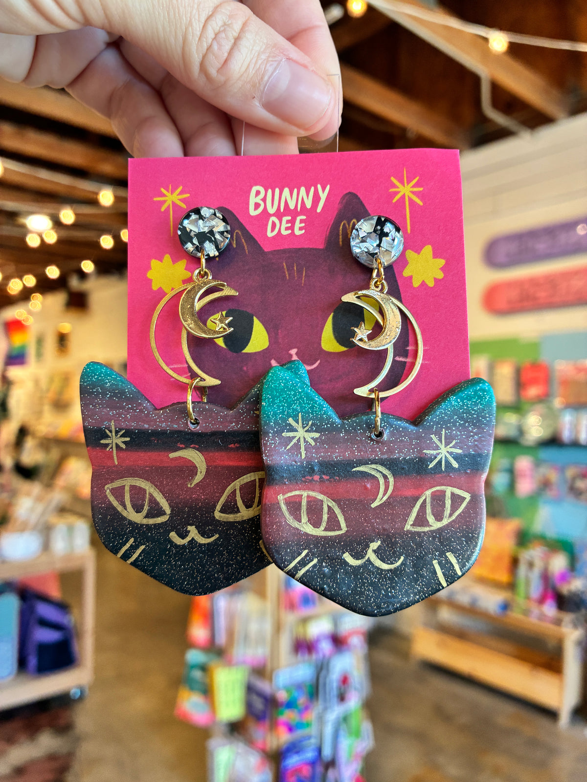Handmade Big Kitty Earrings